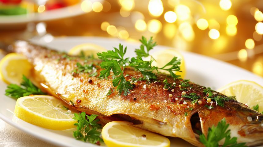 Идеи для легкого новогоднего стола: вкусная рыба и свежие овощи