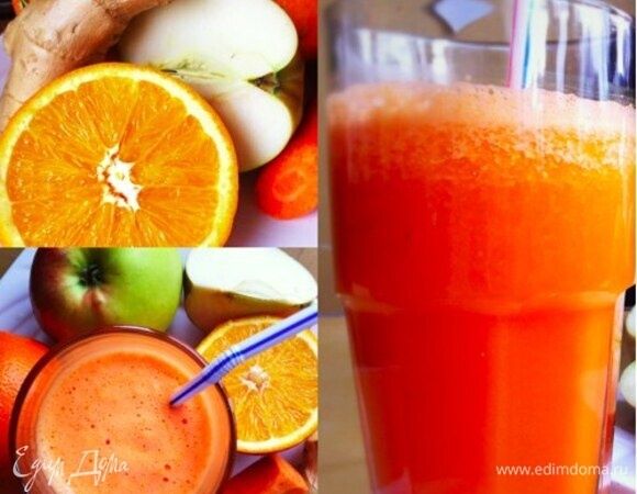 Витаминный смузи с морковью, яблоком и апельсином для зарядки энергией