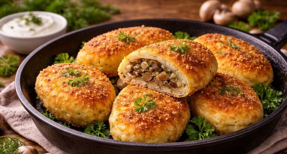 Сытные картофельные зразы с грибами на ужин без мяса