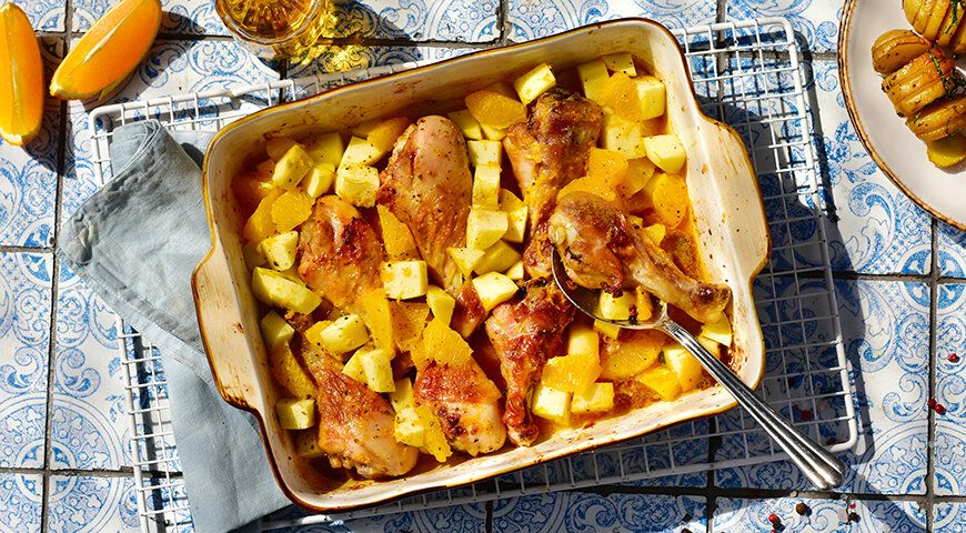 Куриные ножки в яблочно-апельсиновом соусе: новое звучание привычного блюда