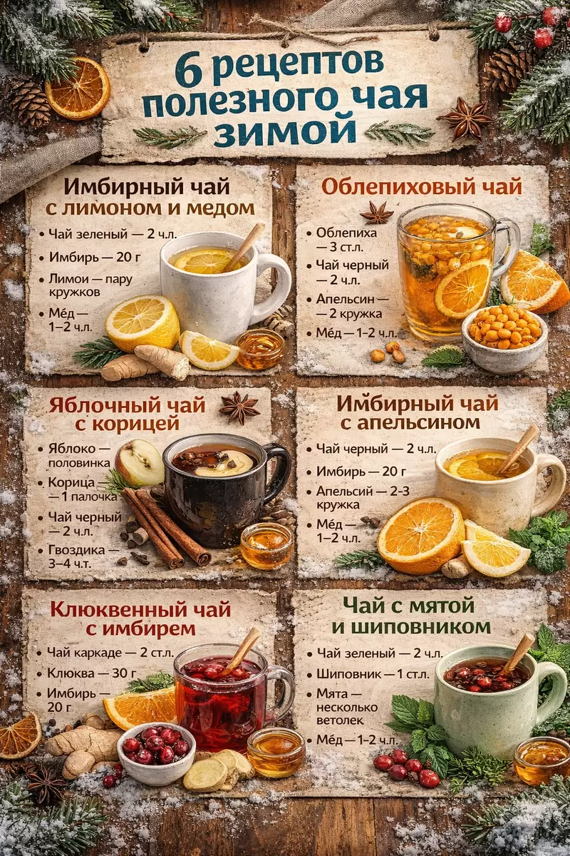 Тепло зимы: 6 рецептов чая с душистыми ингредиентами